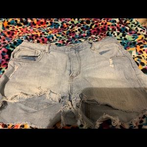 High rise ripped shorts
